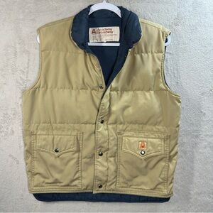 Vintage Academy Broadway Snap Front Down‎ Puffer Vest Beige 80s Men’s M